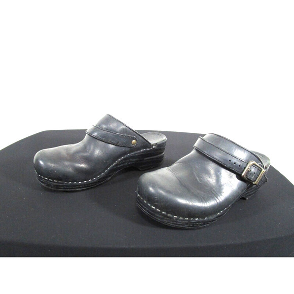 Dansko Black Leather Buckle Strap Mule Clogs Slip On Shoes Women 7-7.5 US/38 EU - Picture 1 of 10